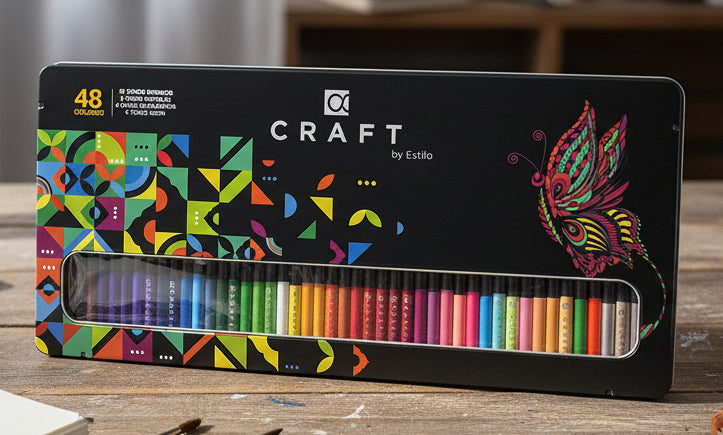 Lápices de Colores Madera Negra CRAFT Caja Metálica 48 colores