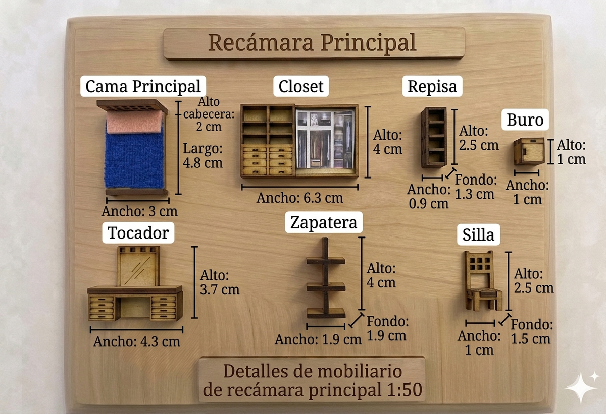Kit Muebles Maqueta 1:50 Casa Básica +40 Pzs