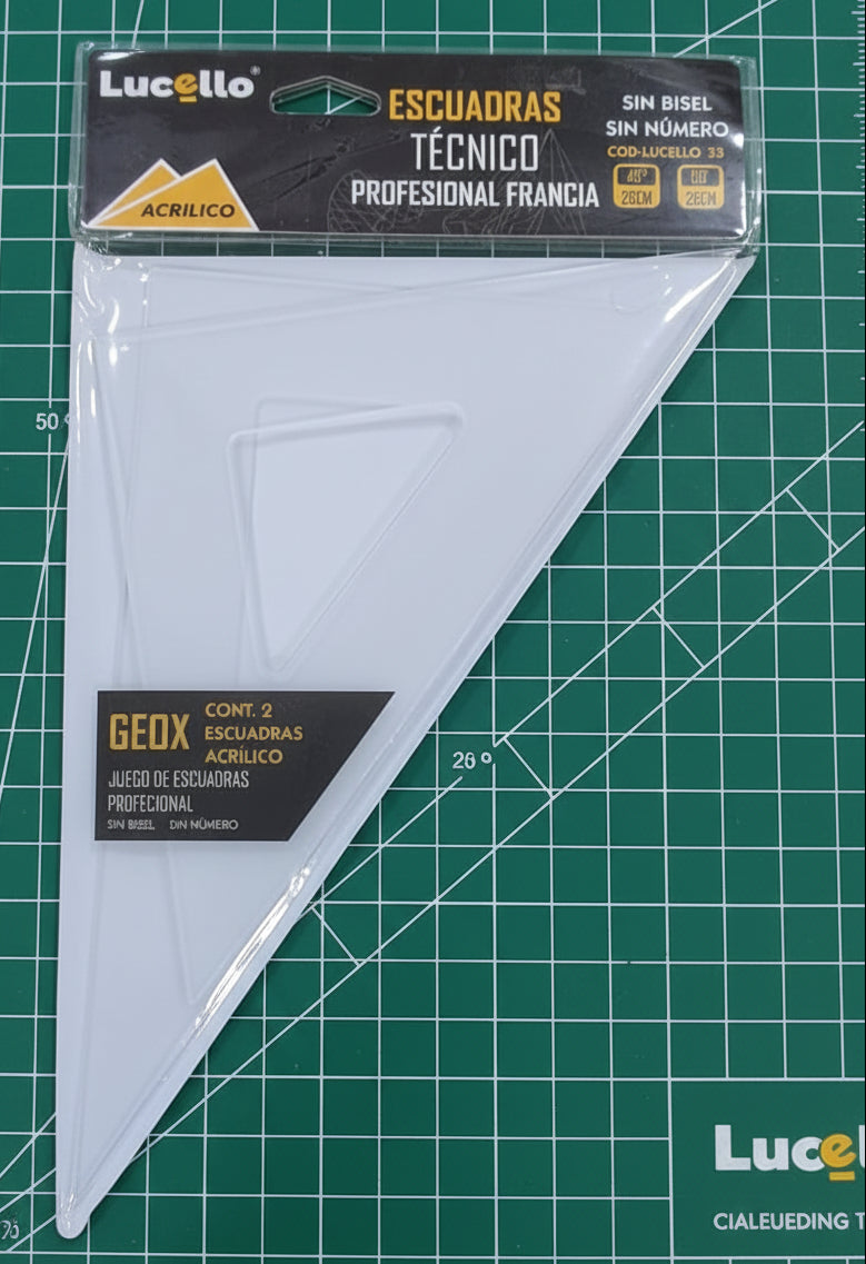 Escuadras Profecionales de Acrillico Lucello 28cm (12pz.)
