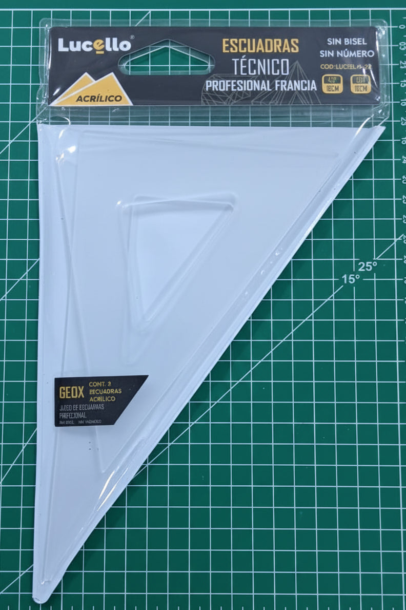 Escuadras Profesionales de Acrílico Lucello 16cm (12pz.)