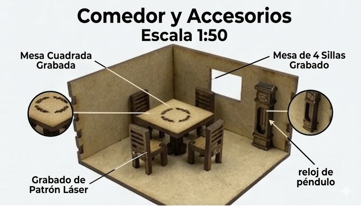 Kit Muebles Maqueta 1:50 Casa Media +50 Pzs