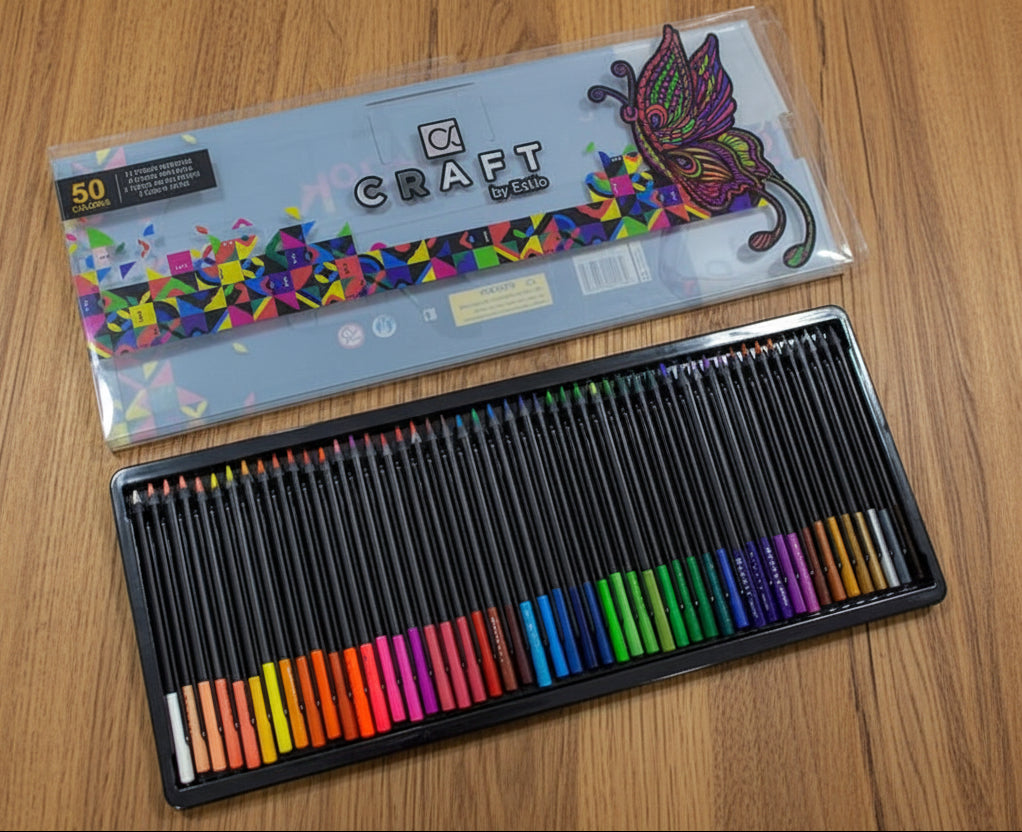 Lápices de Colores Madera Negra CRAFT 50 colores