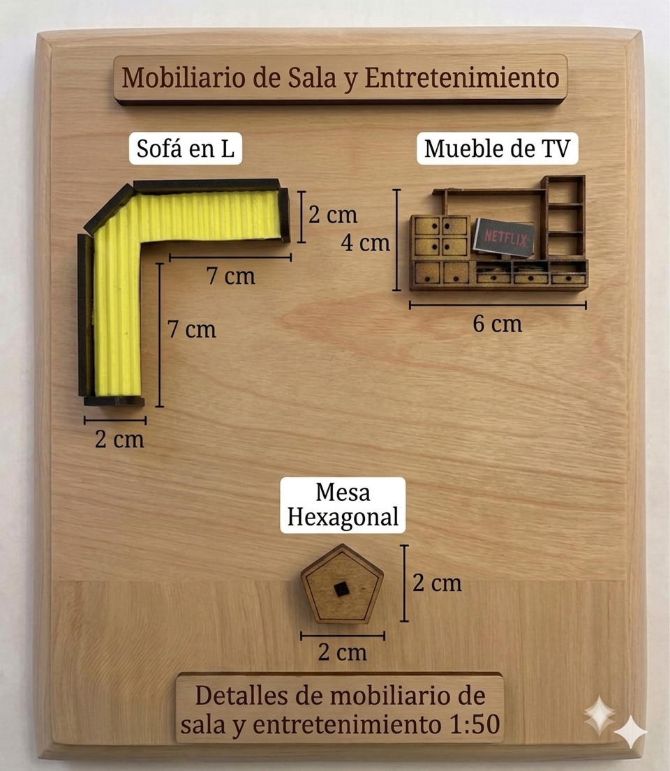 Kit Muebles Maqueta 1:50 Casa Básica +40 Pzs
