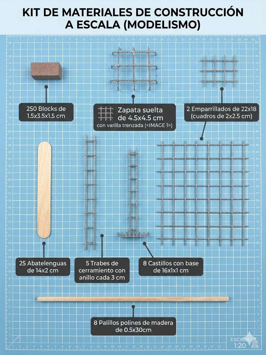 Materiales Maqueta Escala 1:20 Paquete 1 Cuarto