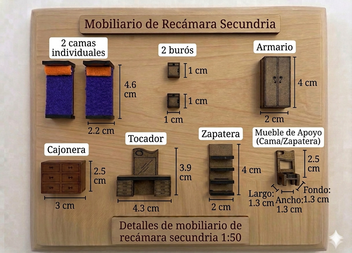 Kit Muebles Maqueta 1:50 Casa Básica +40 Pzs