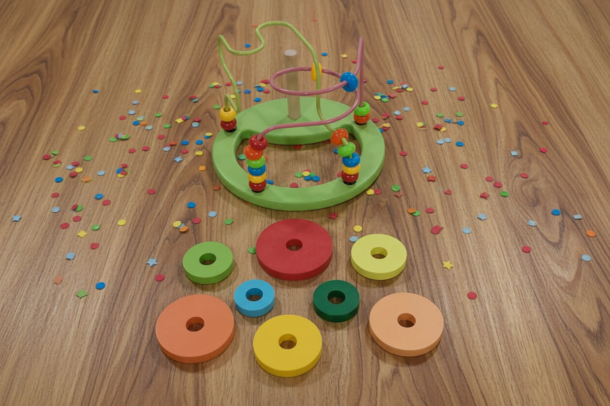 Juguete Didactico Laberinto y Torre / Beads Around The Tower (Mayoreo 6 Pz.)