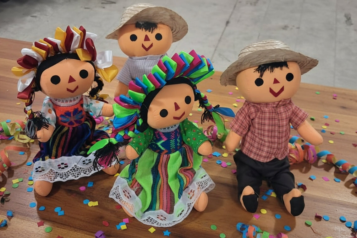 Muñeca de Trapo Artesanal Mexicana Lele & Panchito (25cm) / Mayoreo 6 piezas
