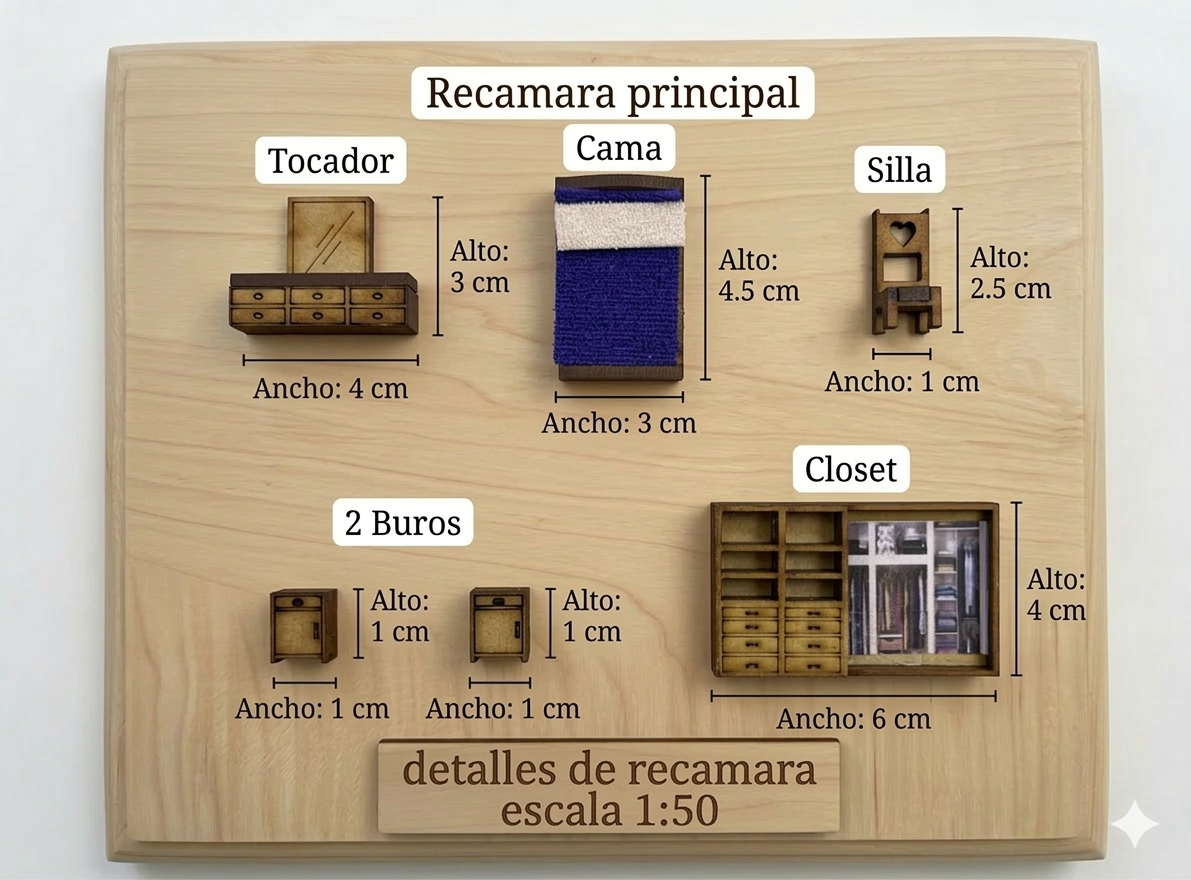 Kit Muebles Maqueta 1:50 Casa Media +50 Pzs