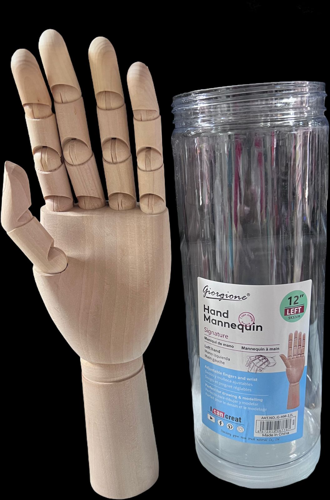 MANIQUI DE MANO DE MADERA GIORGINE 12"